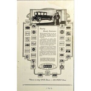 Dupont Duco Finish "There is Only ONE DUCO Finnish-Dupont" Vintage Print Ad 1926
